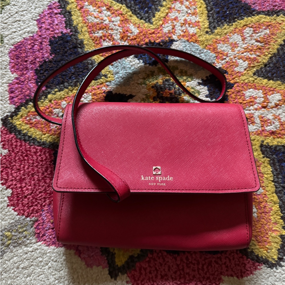 Kate Spade Red Crossbody Bag with Flap Closure